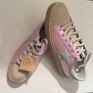 ShuShop Women's Lavender and Mint Star Sneakers